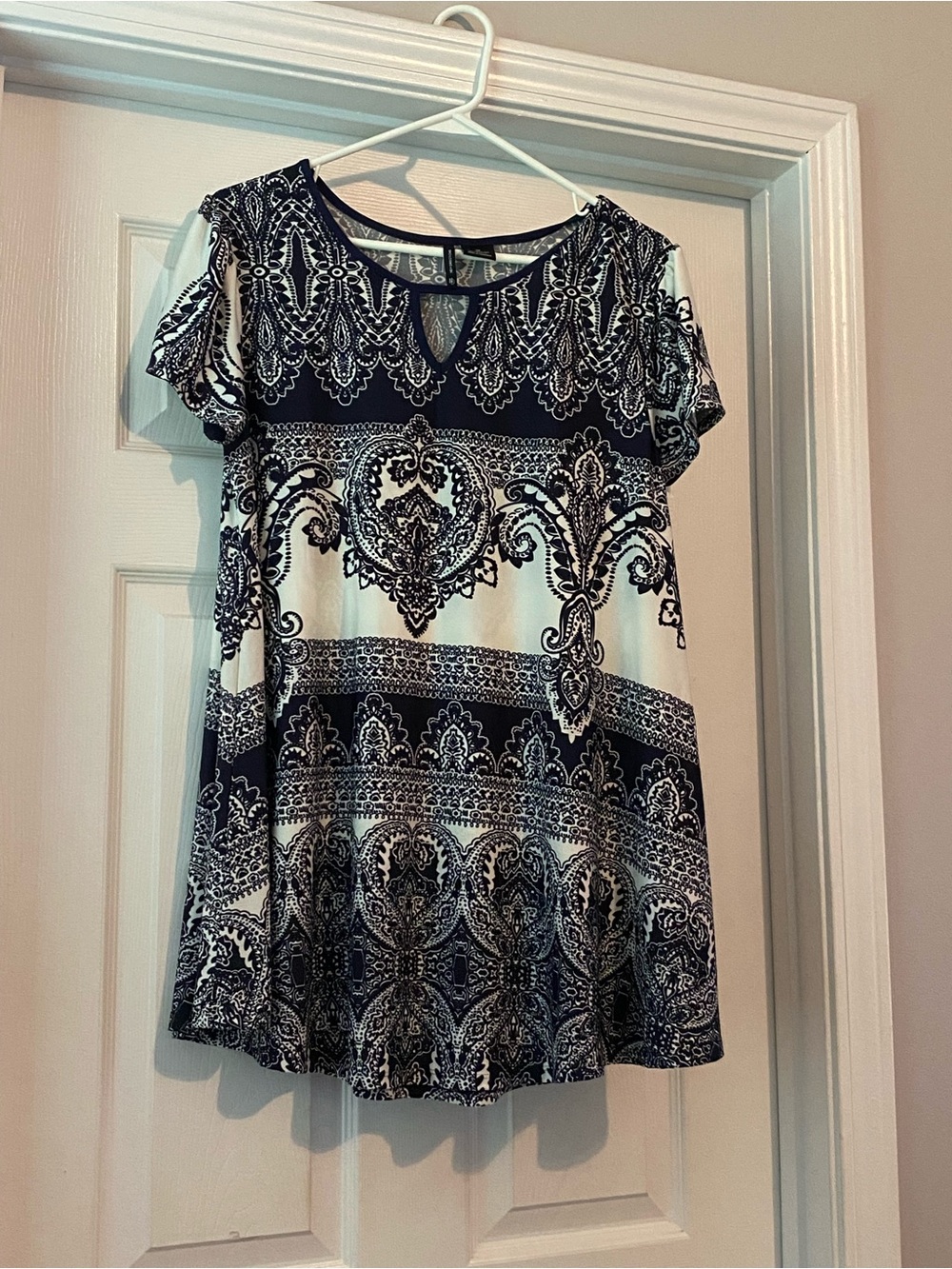 new directions Navy and White Printed Short Sleeve Tunic